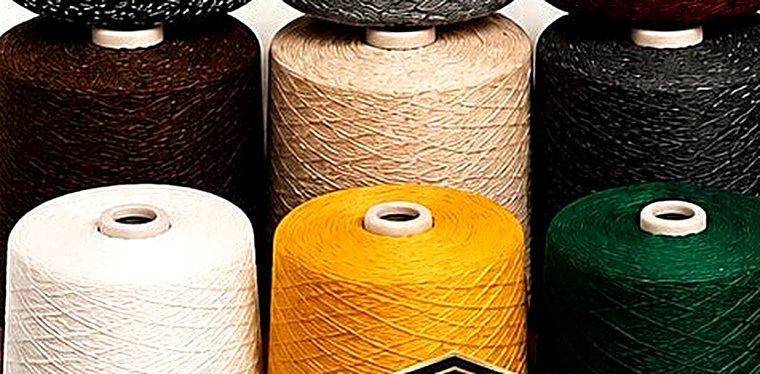 Coffee Brown, Bright White, Milk White, Yellow and Dark Green OE yarn cones